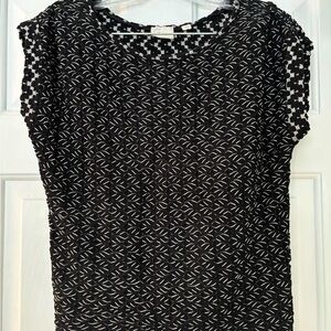 Anthropologie Black and White Geometric Blouse